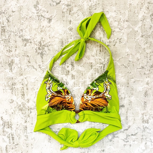 XOXO Other - Lime green tiger lily flower bikini top